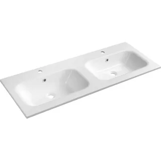 SIDRA Gussmarmor-Doppelwaschtisch, 121x46cm, Weiß - Weiß