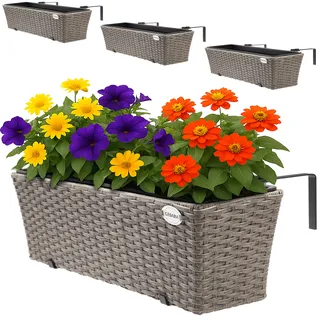Polyrattan Blumenkasten 4er-Set Creme
