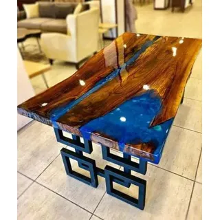 Couchtisch Blue River Table Echtes Holz Flusstisch 140x80 Tische Epoxidharz Neu - Braun, Blau