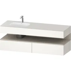 Duravit Qatego Einbauwaschtisch mit Konsolenwaschtischunterbau, 1600x550x600mm, Nische Taupe Supermatt, Becken links, QA4795083, Farbe: Weiß Supermatt/mit Nischenbeleuchtung