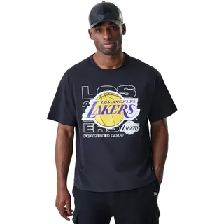 New Era Nba Outline Grphc Oversize La Lakers Kurzarm-t-shirt - Black - M