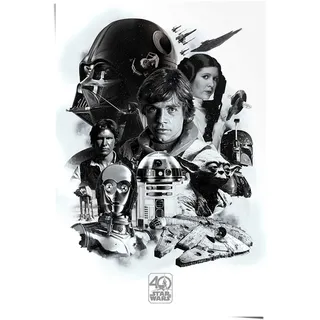 Reinders! Reinders "Poster Star Wars 40 Jahre", Science-Fiction 1 Stk. tlg., farbe bild(er): schwarz