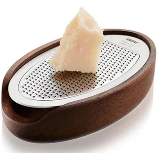 GEFU Käsereibe Parmezo, Silber, Walnuss, Holz, Metall, Akazie, 9x4x15 cm, Auffangbehälter, Kochen, Küchenhelfer, Küchenreiben