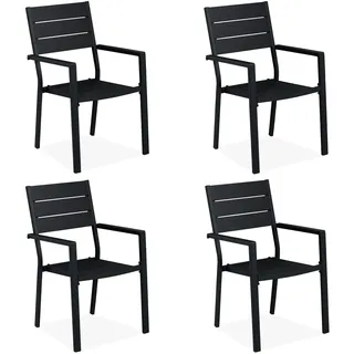 Relaxdays Gartenstuhl 90 x 53,5 x 59 cm schwarz 4 St.