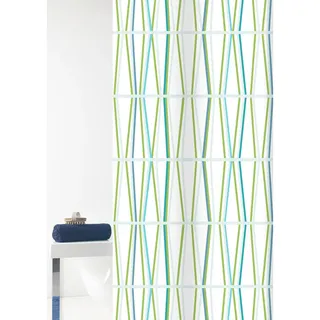 Grund Duschvorhang , Weiß , Kunststoff , Streifen , 180x200 cm , Oeko-Tex® Standard 100, Made in Europe , Heimtextilien, Badtextilien, Duschvorhänge