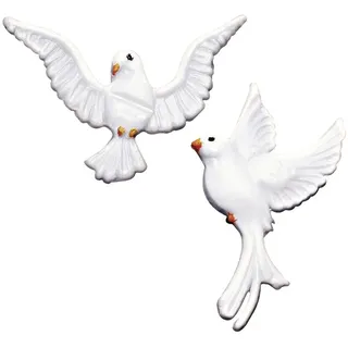 Rayher Hobby Rayher Wachsmotiv Taube, bemalt, weiß, nicht gelackt, 2 Stück, ca. 4 cm, zum Kerzen verzieren, Verzierwachs zur Hochzeit, Hochzeitskerze, 3110200