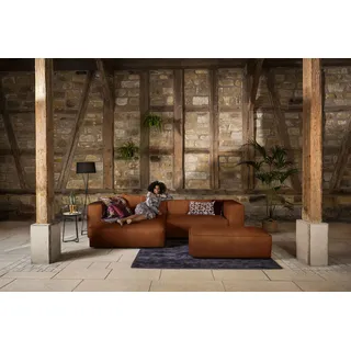 W.Schillig Ecksofa »around-the-block, modern und elegant, bequem, L-Form« mit eleganter Biese, mit Federkern braun