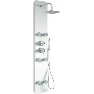 Home Deluxe - Duschpaneel - DIVE Weiß - Maße: 150 x 25 x 9 cm, Front: Glas, inkl. Tropenbrause und komplettem Zubehör