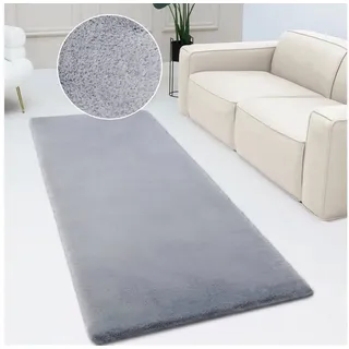 MY HOME Fellteppich »Rabbit, Kunstfell, Kaninchenfell-Haptik, Microfaser, rechteckig 42 mm Höhe besonders hoch und flauschig, Wohnzimmer, Schlafzimmer, Flur, Läufer grau