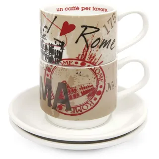 Egan Set 2 Kaffeetassen Stapelbar Rome Disney, mehrfarbig, PWM02I/RO