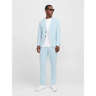 Anzug JACK & JONES "JPRFRANCO Extra schmal, pflegeleicht, stilvoll mit fallendem Revers", Herren, Gr. 50, N-Gr, chambray blau, Web, Obermaterial: 78% Polyester, 17% Viskose, 5% Elasthan, unifarben, slim fit, Anzüge Anzug, Materialmix, slim fit
