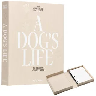 Printworks Hundealbum - A Dog's Life - Erinnerungsbuch aus Stoff Beige mit 30 Seiten - Große Erinnerung für 10 x 15 cm Fotos mit Schreibraum - Ausziehbares Fotoalbum für Tiere