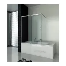 Sanotechnik Badewannenaufsatz Elite Echtglas mit Schiebelement 140 cm x 120 cm