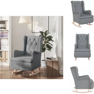 vidaXL Schaukelsessel mit Kautschukholz-Beinen Hellgrau Stoff - Sessel - Grau