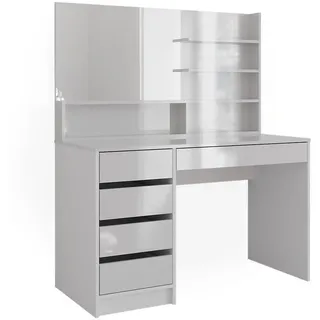 Vicco Schminktisch Sherry Weiß 120 cm mit Spiegel , Holzwerkstoff , 13 Fächer , 5 Schubladen , Rechteckig,Rechteckig , 120x145x55 cm , Schlafzimmer, Schminktische