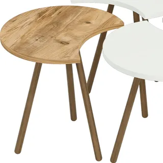 [en.casa] Couchtisch Højer im 4er Set 48 x 45 x 32 cm Weiß/Holzoptik