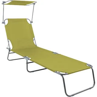3-Bein Gartenliege Campingliege Sonnenliege 186x55x24cm mit Dach - Grün