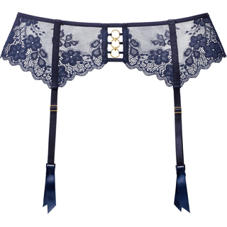 Strapsgürtel LASCANA, Damen, Gr. 44/46, blau (navy), Spitze, Obermaterial: 85% Polyamid, 15% Elasthan, Strumpfhalter Strapsgürtel, mit dekorativem Ringdetail, sexy Dessous, Reizwäsche