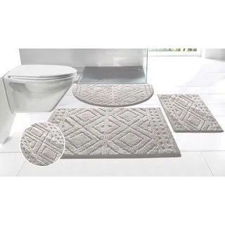 my home Badematte »Louvres, Badvorleger, Badezimmer Teppich, Duschvorleger« Höhe 10 mm rutschhemmend beschichtet schnell trocknend Badteppich, Uni Farben, Hoch-Tief Effekt, Boho-Style, grau