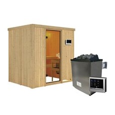 KARIBU Sauna »Kothla«, inkl. 9 kW Saunaofen mit externer Steuerung, für 3 Personen - beige