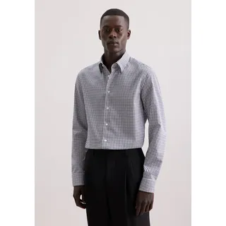 Businesshemd SEIDENSTICKER "Schwarze Rose", Herren, Gr. M (39), normale Ärmellängen, dunkelblau, 100% Baumwolle, kariert, slim fit, 2-Knopf-Manschette, Hemden Businesshemd, Slim 1/1 Covered-Button-Down-Kragen Karo