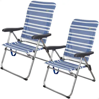 AKTIVE 62260-2er-Pack leichte Klappstühle für Strand, Garten, Terrasse oder Camping | Maße 47x63x93 cm | 5 Positionen, robust und widerstandsfähig | Inklusive Tragegriff