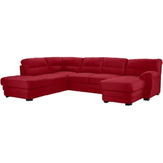 Mivano Wohnlandschaft Royale, Zeitloses U-Form-Sofa mit hohen Rückenlehnen, 316 x 90 x 230, Mikrofaser, rot