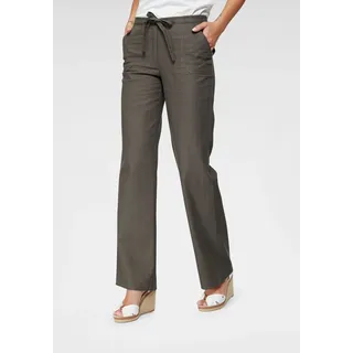 Leinenhose ANISTON CASUAL, Damen, Gr. 44, N-Gr, braun (schlamm), Web, Obermaterial: 55% Leinen, 45% Viskose, Leinenoptik, unifarben, Basic, figurumspielend lang, Hosen Leinenhose, mit Bindeband, Topseller