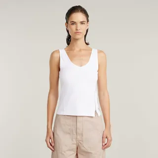 Trägertop G-STAR "Asymmetrical Zip", Damen, Gr. XXL (44), weiß, Jersey, Obermaterial: 100% Baumwolle, unifarben, Basic, V-Ausschnitt, Tops Trägertop, mit Reißverschluss