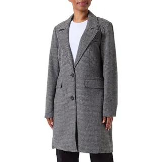 ONLY Damen ONLBILLIE Wool Check Coat OTW Wollmantel, Black/Checks:Cloud Dancer, L