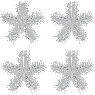 Weihnachten Folie Decke Dekorationen Weiß - Set 4 40cm Starburst Schneeflocken