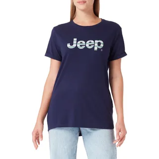 JEEP O102611-A184 J Woman T-Shirt Oversize Striped Print Turn-up Sleeve J22W Deep Blue S