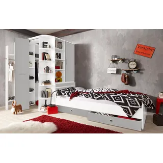 Wimex Jugendzimmer-Set »Joker Kleiderschrank mit Garderobe, Bett und Stauraumschubladen«, (Set, 4 tlg.), grau