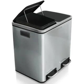 Karat Tretmülleimer Felix Trennsystem Edelstahl 2 x 30 Liter (60 Liter) - Silber