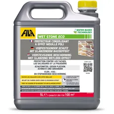 FILA Surface Care Solutions, WET STONE ECO, Stein Imprägnierung Aussen mit Nasseffekt, Wasserdichter Anstrich Fleckenabweisend, Steinversiegelung Außen/Innen, Versiegelung für pflastersteine, 5L