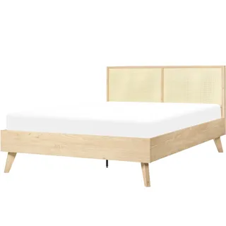 Beliani Bett Heller Holzfarbton Monpazier - Hellbraun , Naturmaterialen , 140x200 cm , Schlafzimmer, Betten