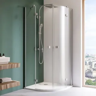 Breuer Espira Runddusche mit Drehtür 90 x 195 cm silberfarben Klarglas
