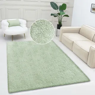 Teppich OTTO HOME "Desner, Hochflor Teppiche" Gr. 5, grün, B:200cm H:35mm L:200cm, Kunstfaser, Teppiche, Teppich, Mikrofaser, weich, flauschig, Wohnzimmer, Schlafzimmer, Kinderzimmer