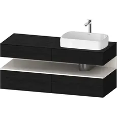 Duravit Qatego Konsolenwaschtischunterbau, 2 Auszüge, 2 Schubkästen, Ausschnitt rechts, 1400x550x600mm, Nische Weiß Supermatt, QA4766084, Farbe: Eiche Schwarz