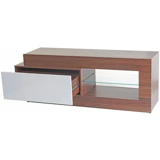 Mendler TV-Rack HWC-B51, Fernsehtisch Lowboard Schrank, 3D-Struktur Walnuss-Optik hochglanz 55x150x47cm