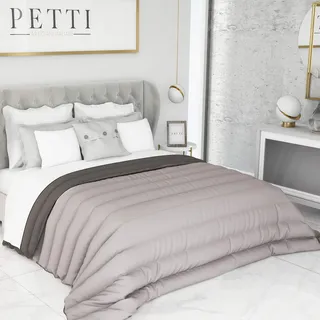 PETTI Artigiani Italiani - Bettwäsche, Grau, 170x260, Bettdecke, Quilt, Steppdecke, Tagesdecke, 100% Made in Italy