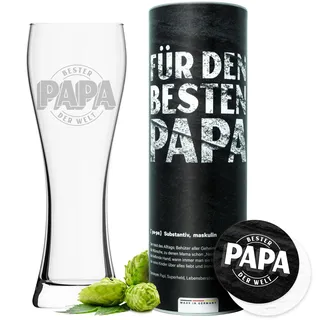 getbrave Weizenglas | Bester Papa der Welt (0,5l) in Geschenkbox | Das Geschenk zum Vatertag | Weihnachten | Geburtstagsgeschenk | Bierglas Bierkrug