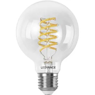 LEDVANCE SMART+ WIFI LED-Lampe, Weißglas, 8W, 806lm, Kugel-Form mit 80mm Durchmesser & E27-Sockel, regulierbares Weißlicht (2700-6500K), dimmbar, App- oder Sprachsteuerung, 15.000 Stunden Lebensdauer