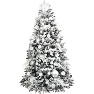 Geschmückter künstlicher weihnachtsbaum mit 109 Stk Kugeln POLAR WHITE 150 cm mit Metallständer - Bunt