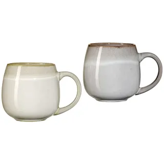 Becher RITZENHOFF & BREKER "Hygge", grau, H:10cm Ø:9cm, Steingut, Trinkgefäße, Becher, 2-teilig, Reaktivglasur, jedes Stück ein Unikat, 475 ml