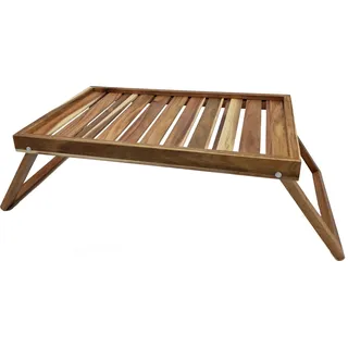 Bett Tablett aus Akazien Holz ca. 49 x 33 cm - mit Füßen / klappbar