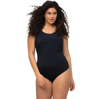 Ulla Popken Damen große Größen Übergrößen Plus Size Badeanzug, extraweiches Futter, seitliche Raffung Marine 58+ 818434130-58+
