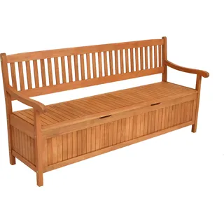 DEGAMO Gartenbank Kissenbox Truhenbank MONTEGO XXL 4-sitzer 180cm, Eukalyptus Holz geölt - Braun