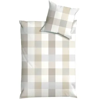 Dyckhoff Plaid grau/beige Flanell 155 x 220 cm + 80 x 80 cm