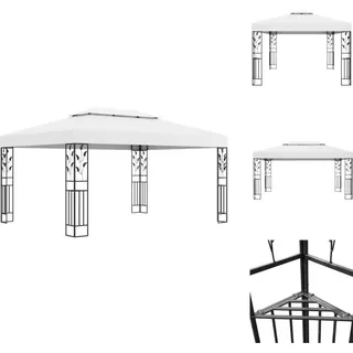 vidaXL Pavillon mit Doppeldach 3x4 m Weiß - Pavillons & Partyzelte - Weiß